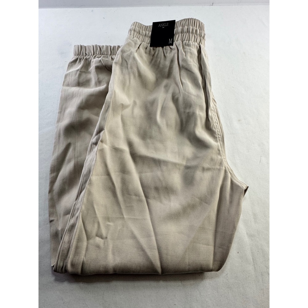 Versona Modern Ankle Pants Beige Elastic Waist Drawstring Trousers Womens Medium